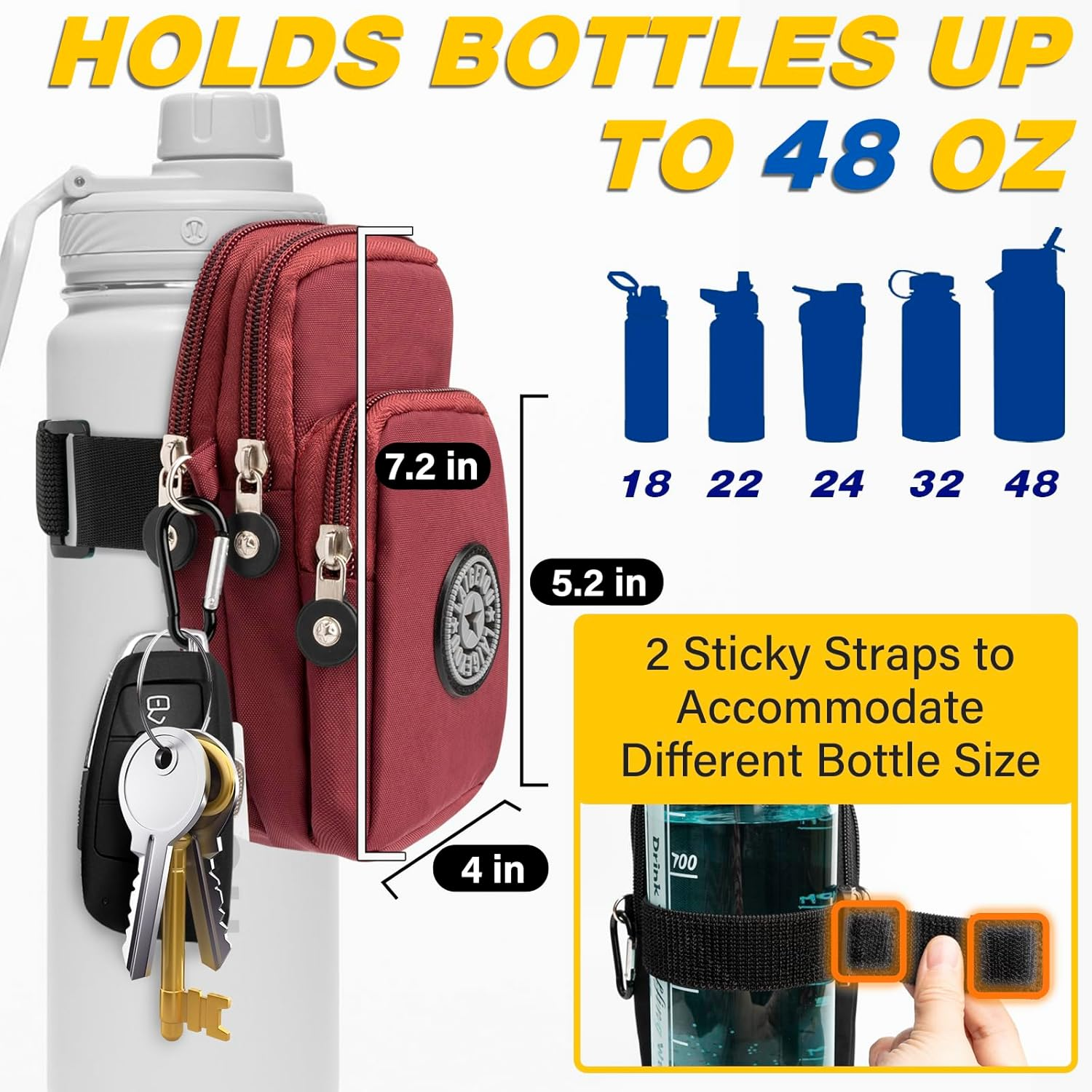 Gym Water Caddy with Phone Holder, Water Bottle Sleeve Bag with Pocket for Cards, Keys, Wallet, Gym Bottle Accessories for Men Women image number 3