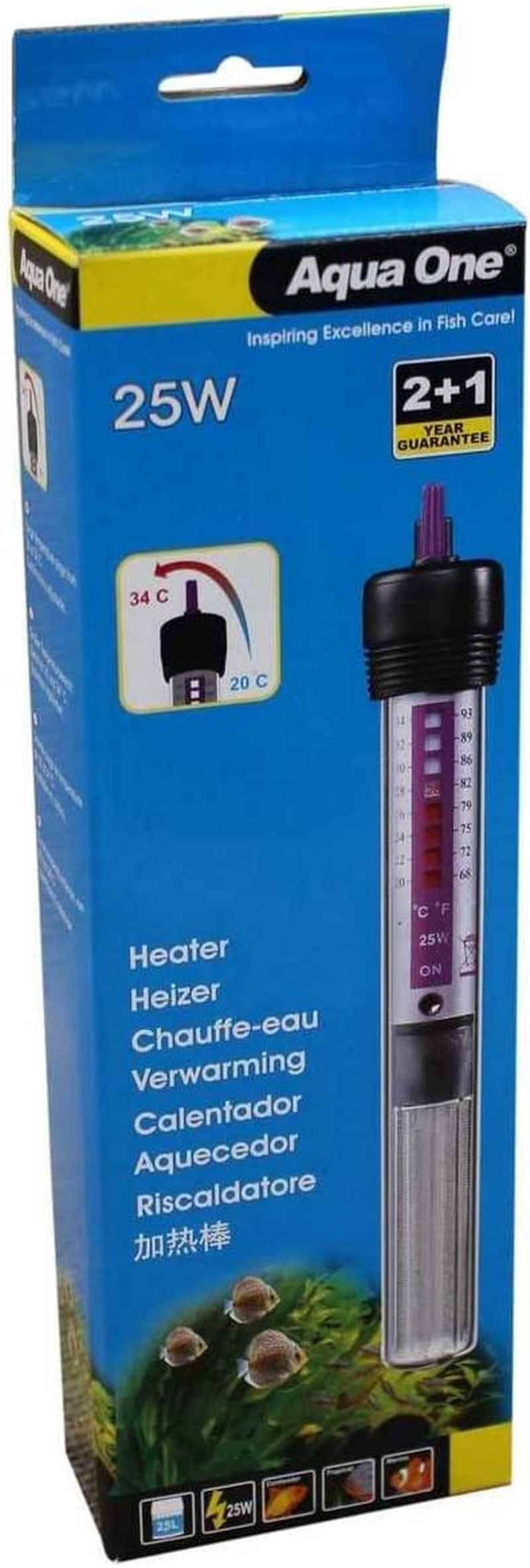 Aquarium 25W Submersible Glass Heater 11301 Suits 25L Fish Tank Aqua One image number 2