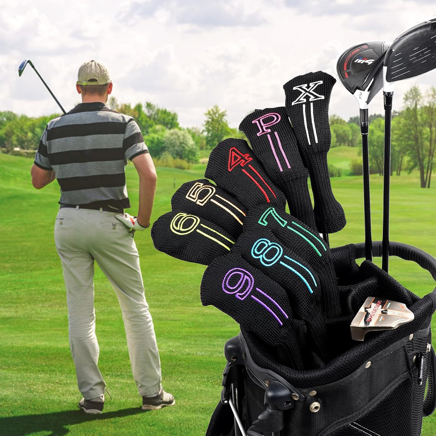 Mytag Golf Hybrid Head Covers, Small Hybrids Driving Iron Headcover, 8Pcs Fits Cobra T Rail, Cleveland Launcher, Wilson Launch Pad, Tour Edge Utility Irons image number 3