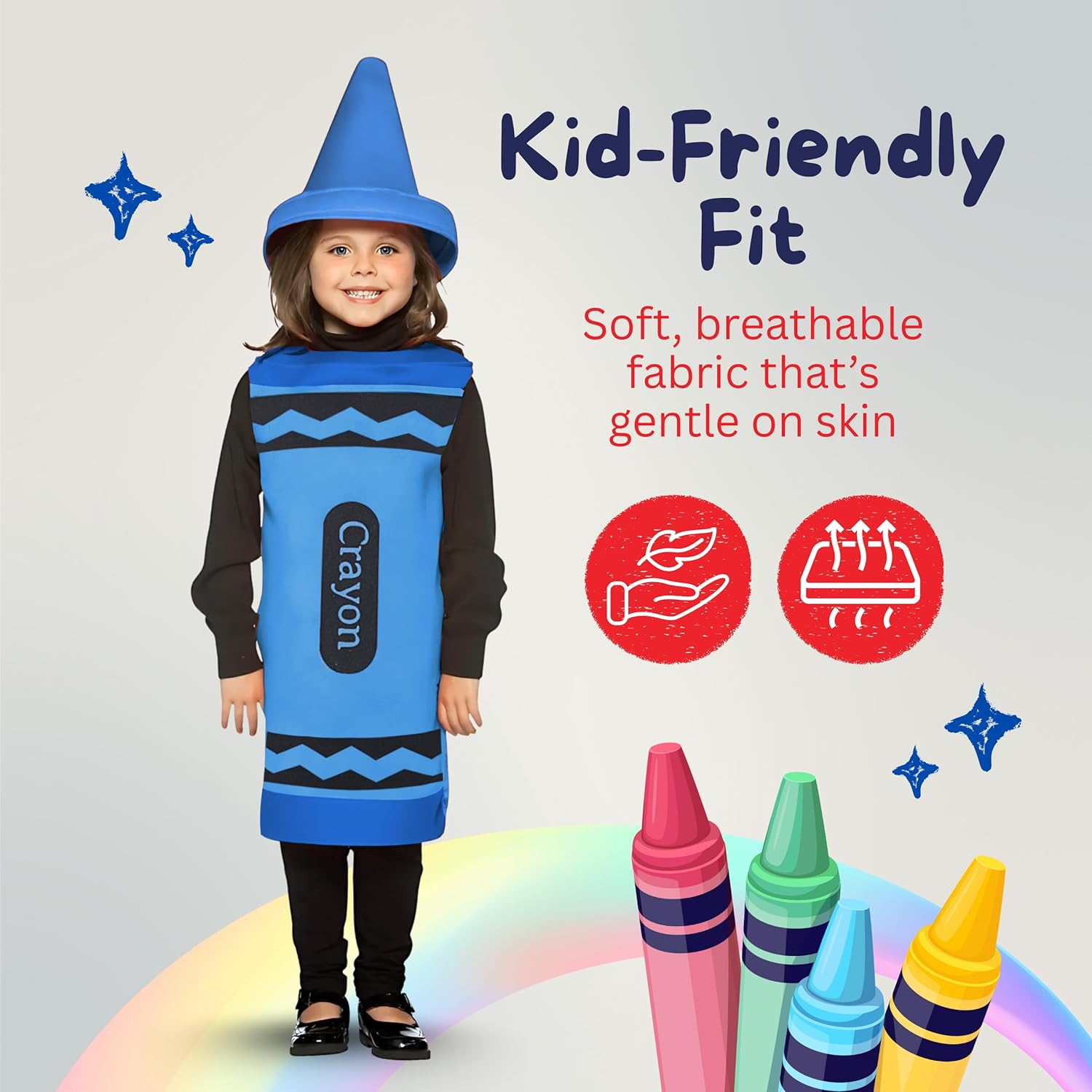 Dress up America 597-L Kids Blue Crayon Costume, 12-14 Years (Waist: 86-96, Height: 127-145 Cm) image number 1
