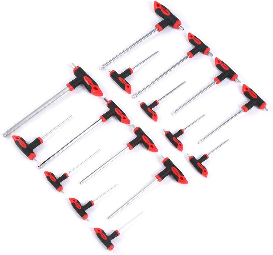 Shenruifa 16 Pcs Cr V T Handle Ball End Hex Key Wrench Set, Ergonomic Star Key Set, for Automotive, Machinery, and Repair Equipment