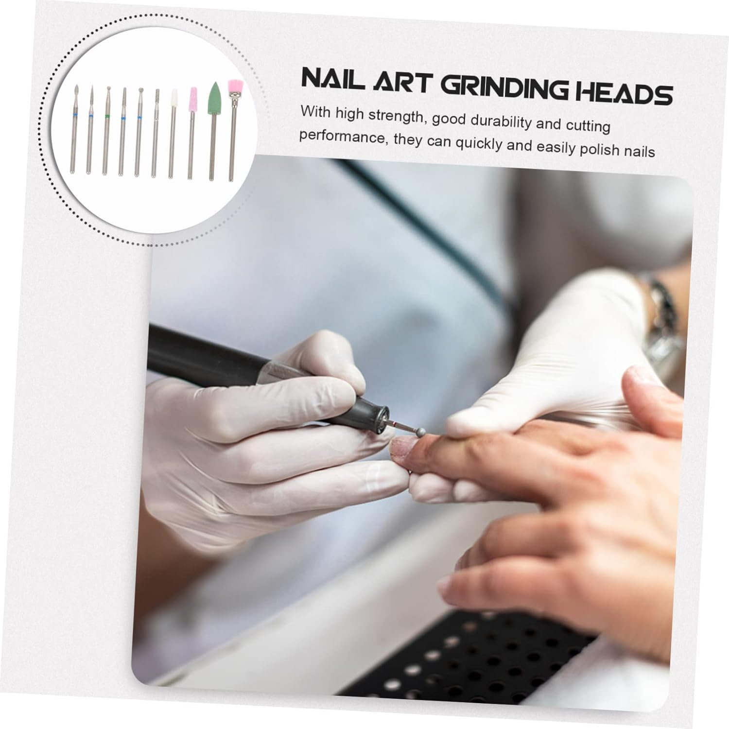 AUTSUPPL 10Pcs Nail Art Drill Bits Manicure Sanding for Effortless Nail Art Lightweight Easy to Store Professional Manicure Accessories for Safe Use image number 3