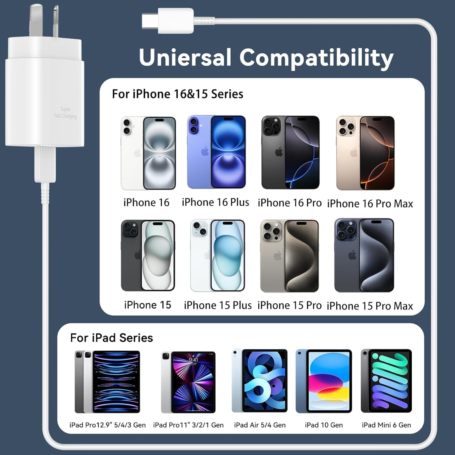 USB C Fast Charger for Samsung, 25W Type C Charger Super Fast Charging Android Phone Charger Block for Galaxy S24/S24 Ultra/S24+/S23 Ultra/S23/S23+/S22/S21/S20 Iphone16/15 Ipad with 1.2M Cable image number 5