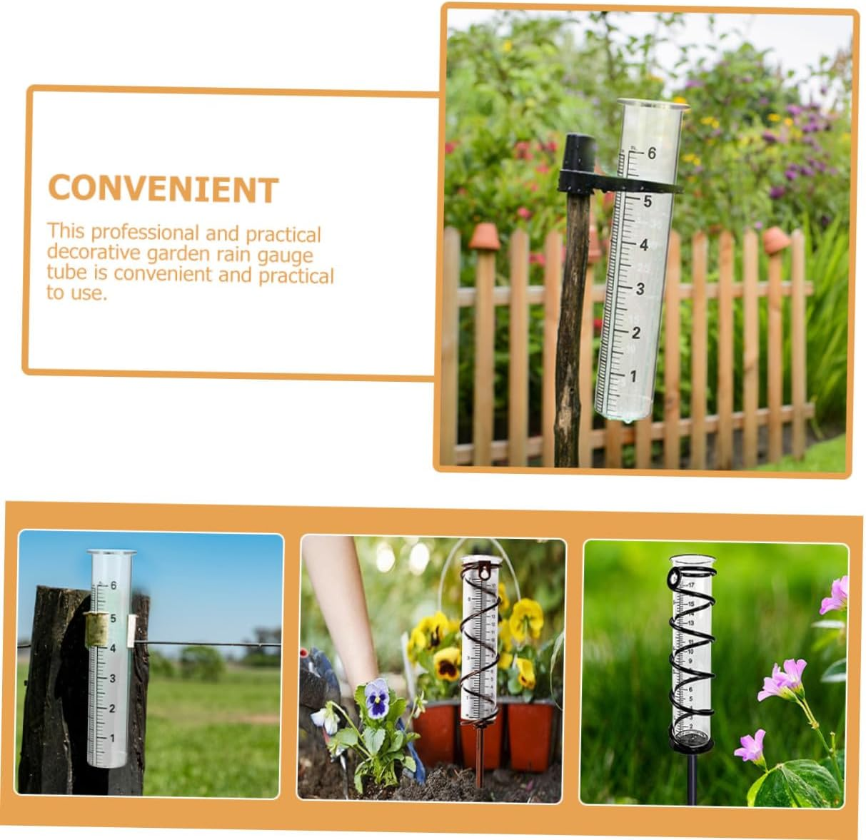 UPKOCH 4Pcs Glass Rain Gauge Tubes with Clear Scale Outdoor Rainfall Measuring Cylinders for Garden Patio Lawn Accurate Water Measurement image number 6