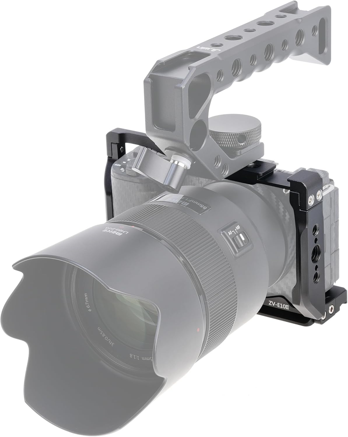 FOTGA Camera Cage for Sony Alpha ZV-E10 II Camera, Aluminium Alloy Video Vlogging Camera Cage Rig, Integrated Cold Shoe 1/4 Inch 3/8 Inch Thread Quick Release Plate Compatible with Arca Swiss Tripod image number 4