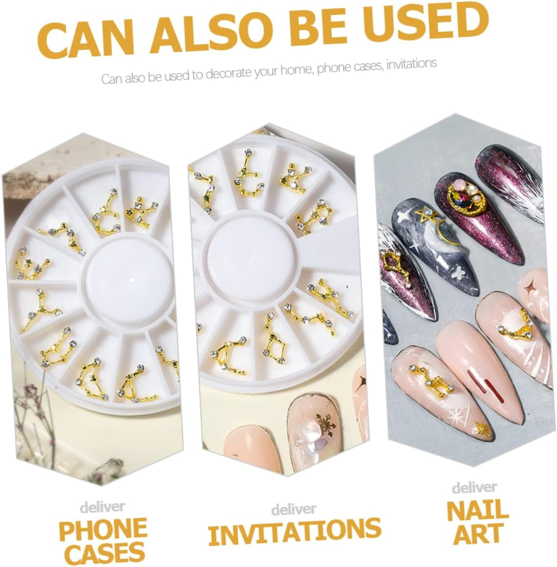 Beatifufu Zodiac Sign Nail Gems Diamond-Encrusted Alloy Nail Stickers Phone Case Decorations image number 2