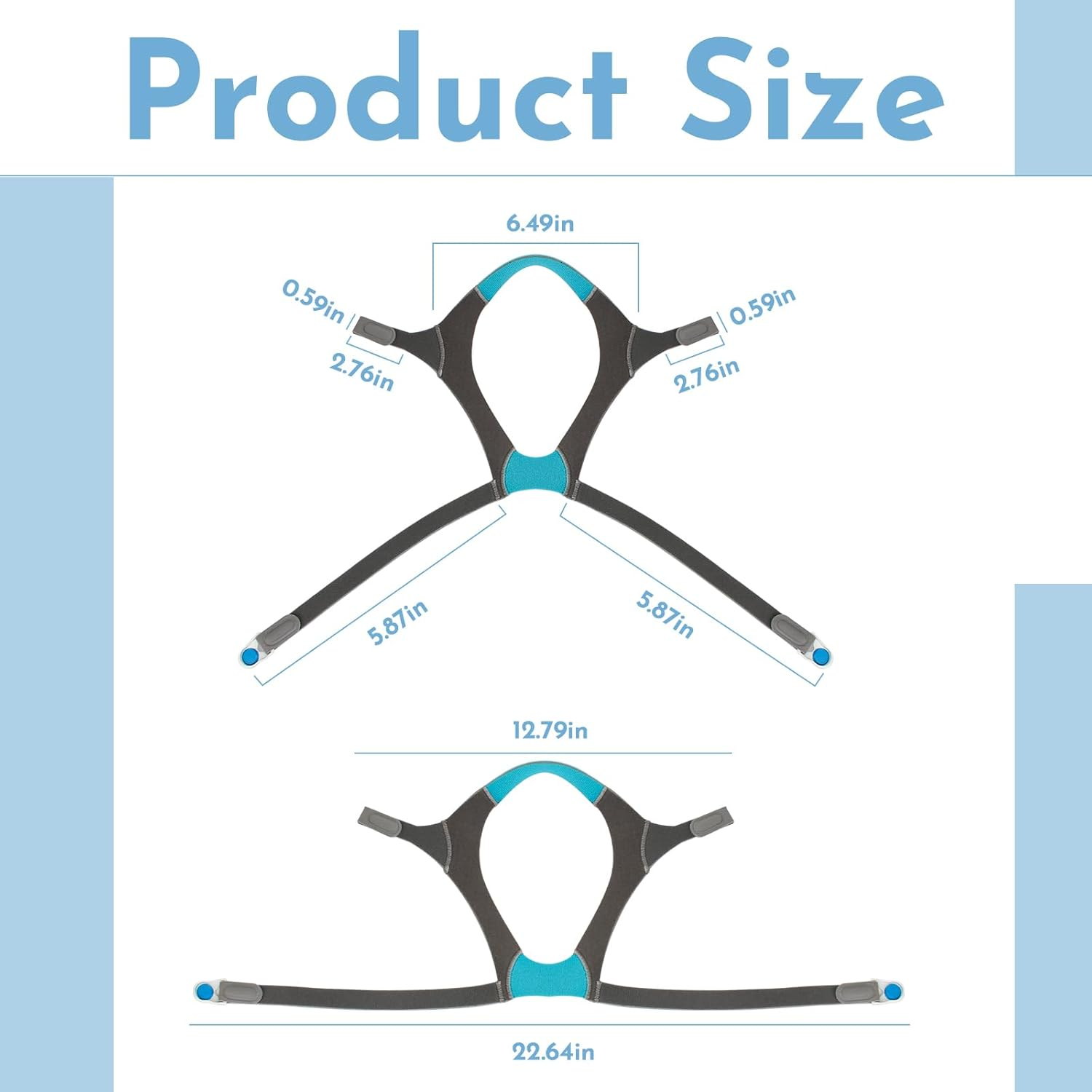 F20 Headgear Compatible with Resmed Airfit/Airtouch F20 N10 Full Face Mask, Adjustable Comfortable CPAP Head Strap with 2 Magnetic Clips