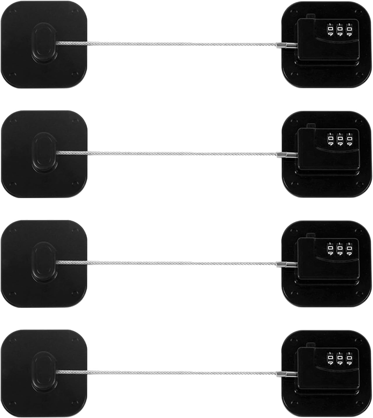 Resettable Code Fridge Lock for Kids,Adults, Heavy Duty Child Safety Locks for French Door Fridge, Cabinet, Pantry, Easy Install No Keys Needed (Black, 4 Pcs) image number 3