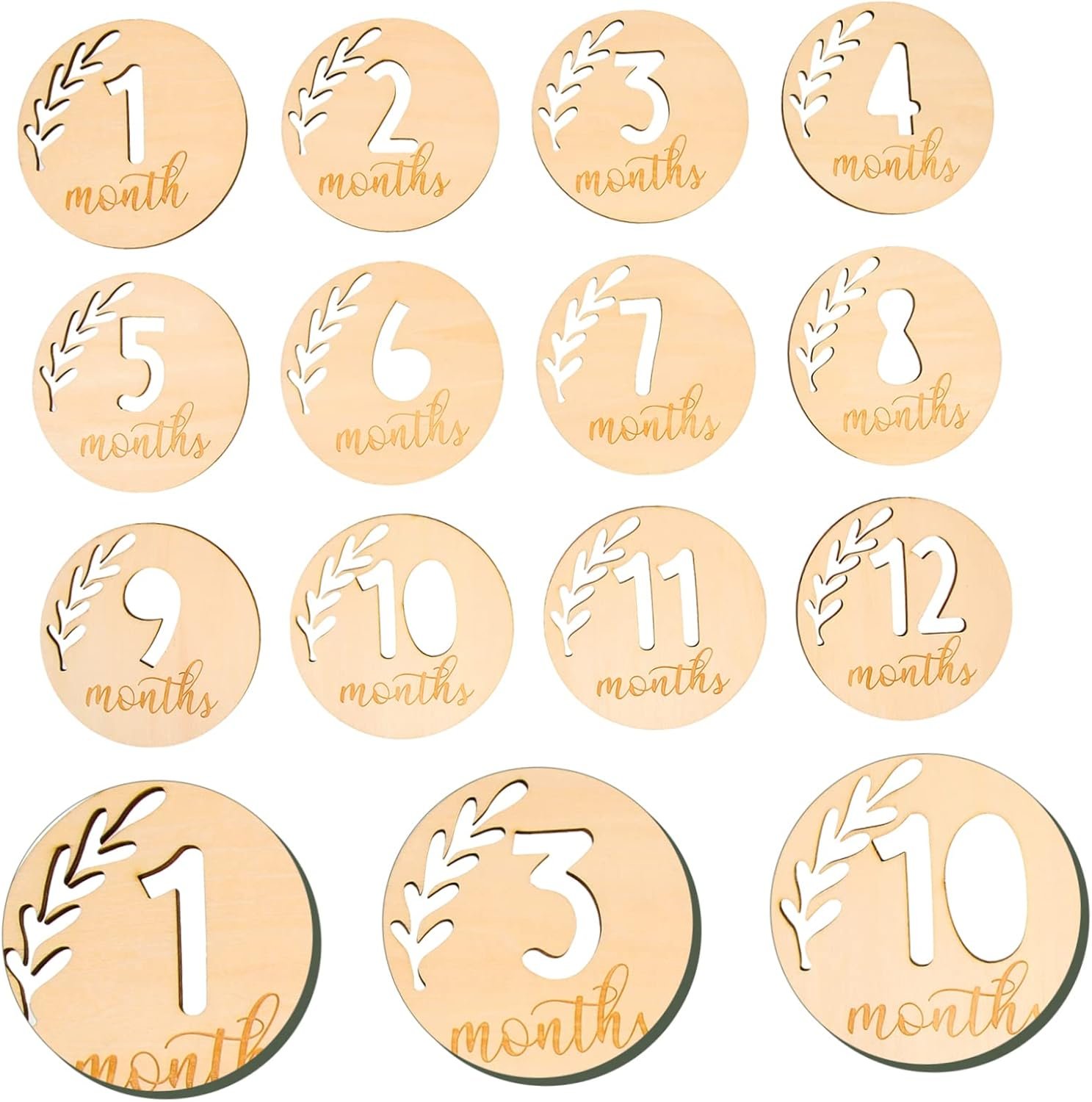 BESPORTBLE 12Pcs Newborn Milestone Blocks Monthly Commemorative Cards for Photography image number 3