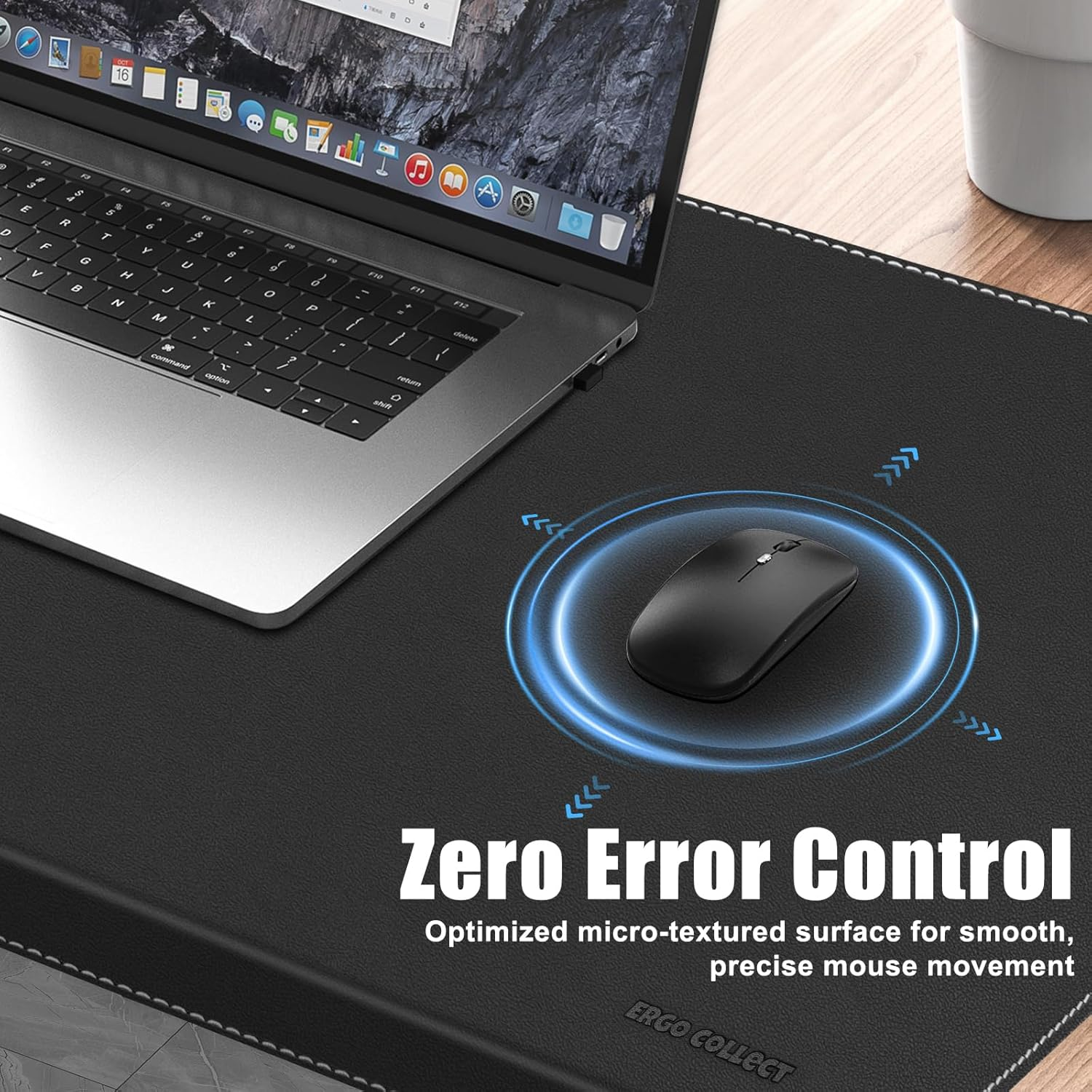 Non-Slip PU Leather Desk Mat,28.74" X 16.73" Desk Protector with Edge Protection,Waterproof Mouse Keyboard Gaming Writing Table Laptop Pad for Office and Home,Black image number 6