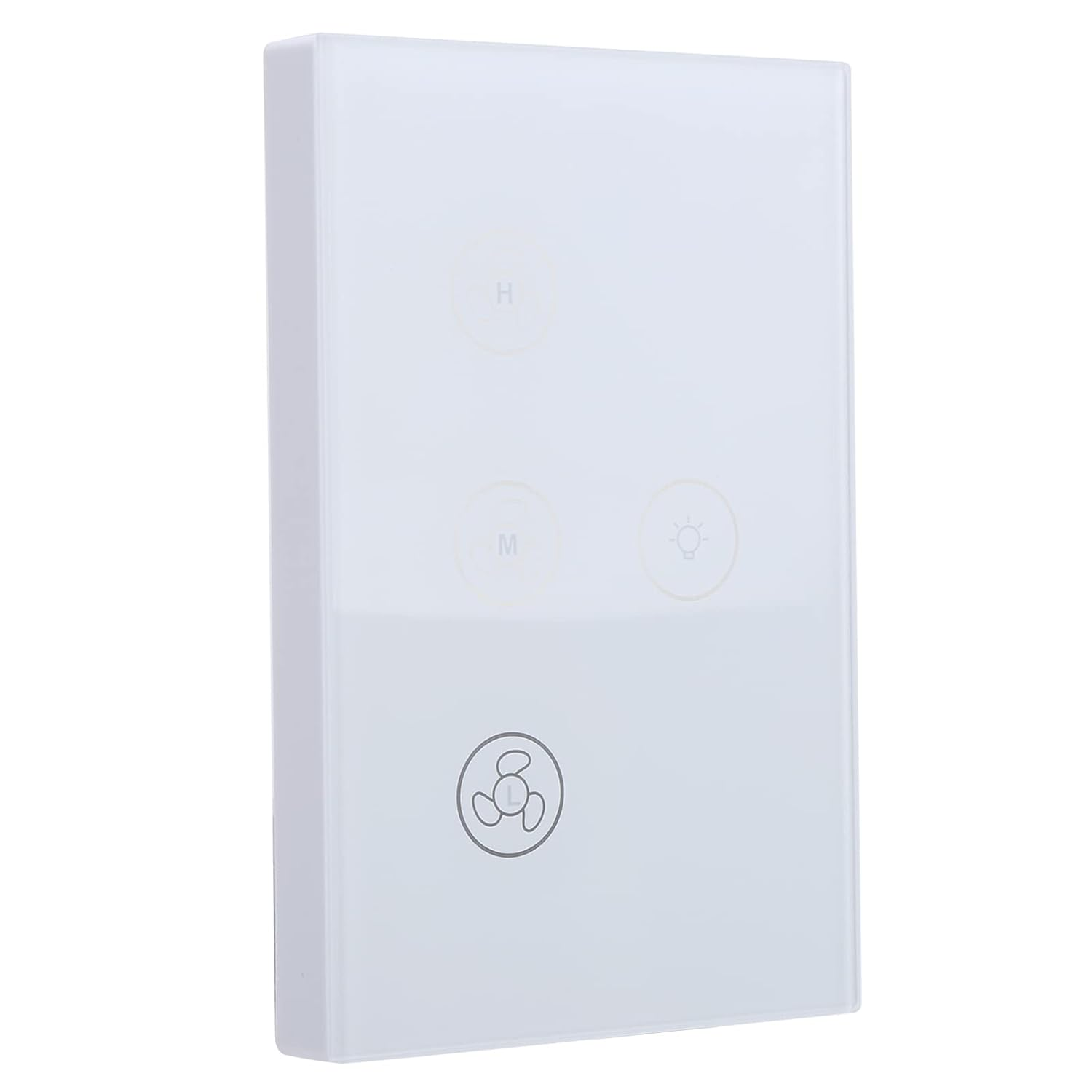 Touch Fan Switch, Smart Wifi Air Fan Lamp Touch Switch, Tempered Glass Panel Wall Touch Switch Voice Control Compatible for Google Home (White)