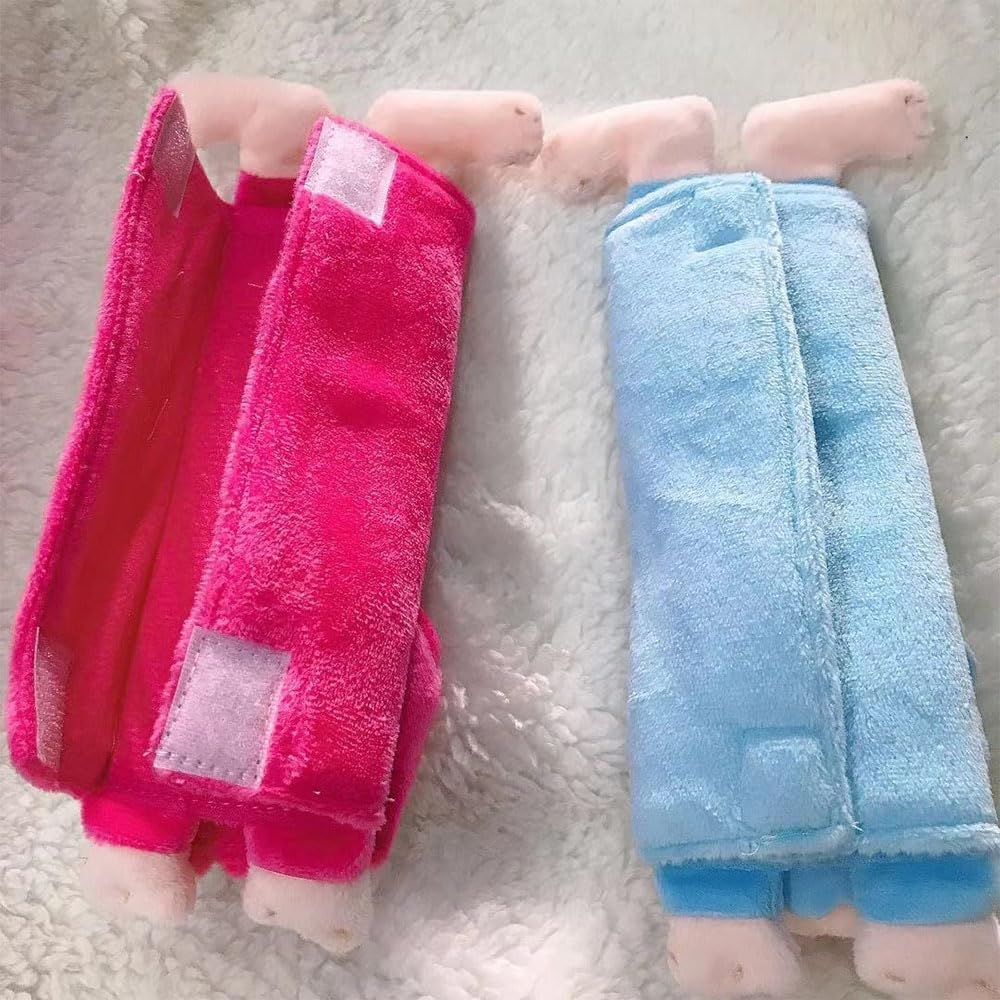 Kawaii Car Seat Belt Strap Cover, Cute 2 Pieces Set Anime Seat Strap Neck Protector Car Decorations for Women (Kuro) (Mg-Seat Belt Cover-003)