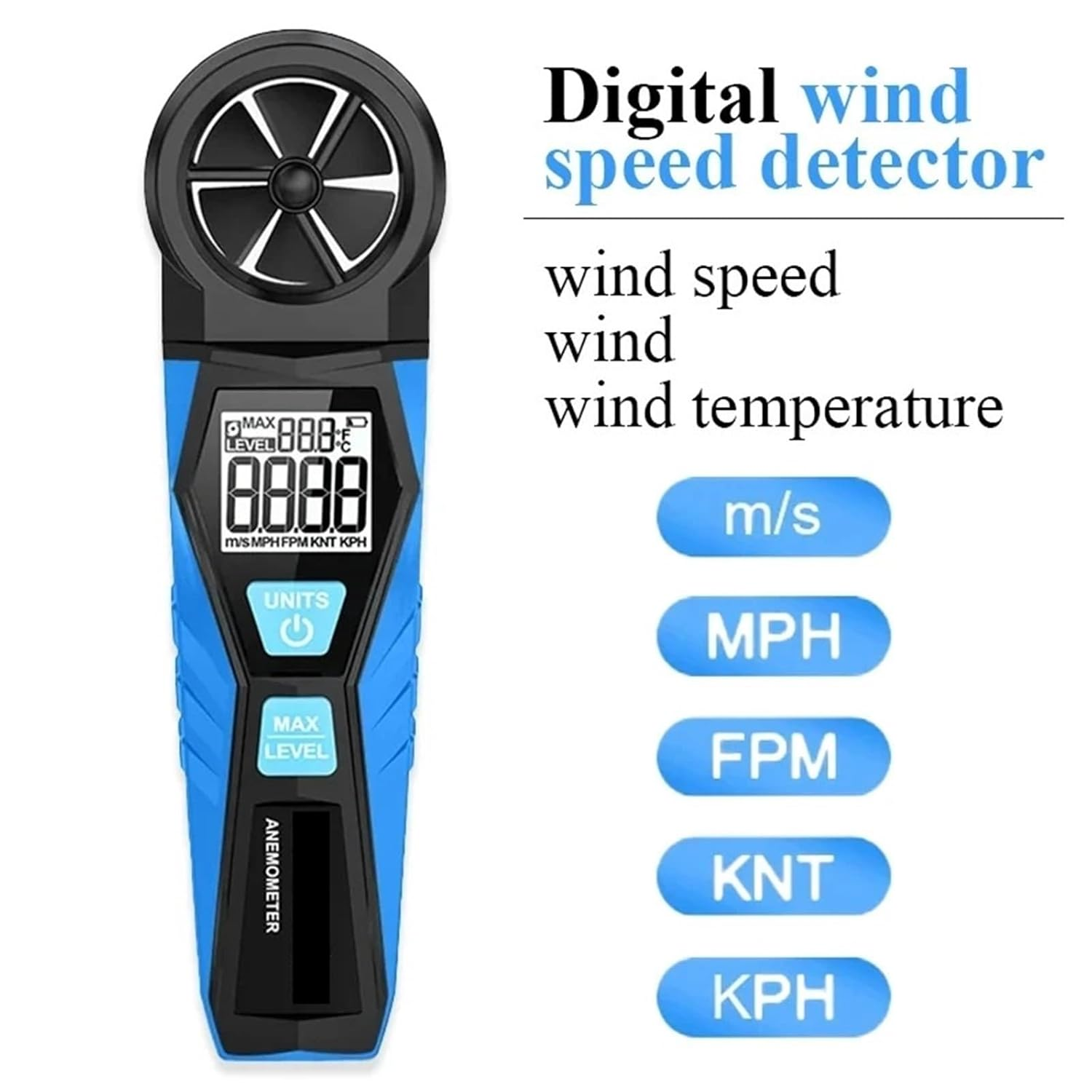 LCD Digital Anemometer Handheld Wind Speed Meter 360 Rotation for Uring Wind Speed, Wind Direction and Temperature image number 2