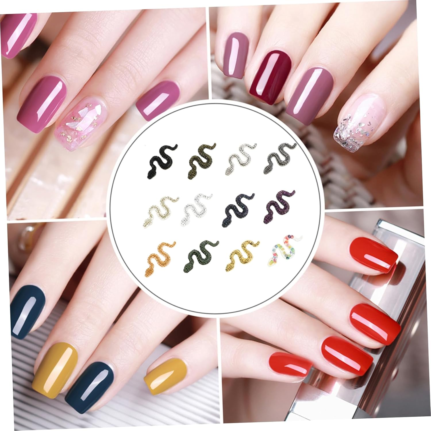 MUSISALY Snake Charm Nail Art Jewels for Women Gothic Nail Charms Resin Manicure Decorations for Fake image number 1