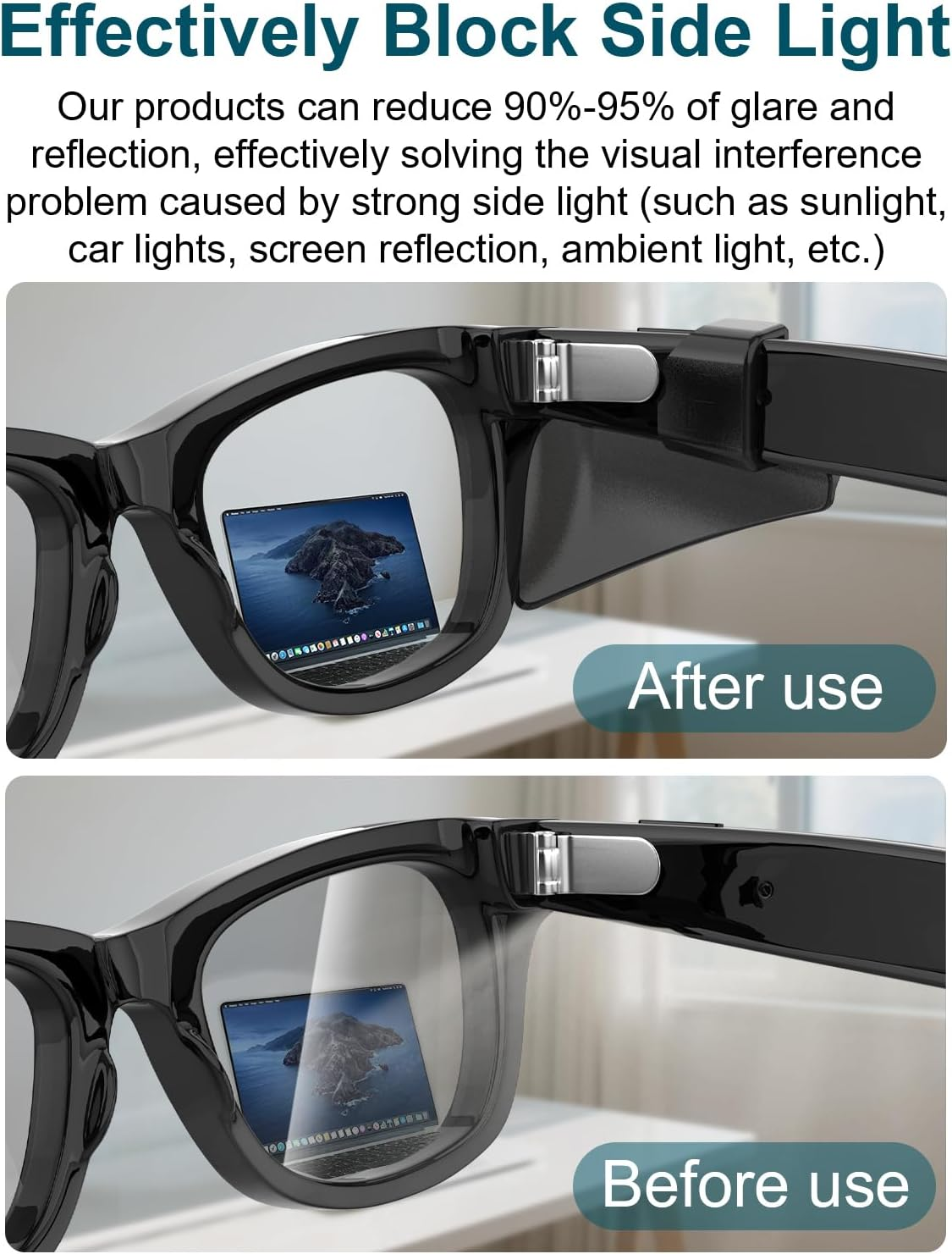 Rcstyle Hibloks Side Eyewear Shields Compatible with Ray-Ban Meta/Oakley Meta HSTN Safety Smart Glasses, Durable, Lightweight and Comfortable image number 4