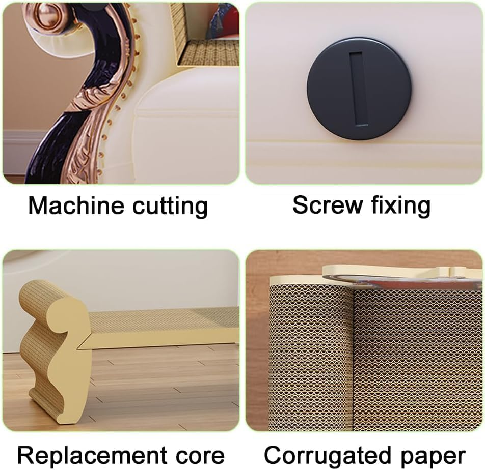 TOMVAES Cat Scratcher Sofa, Vintage Style Cardboard Cat Bed and Scratching Board, Corrugated Paper Cat Furniture Protector for Indoor Cats Red image number 1