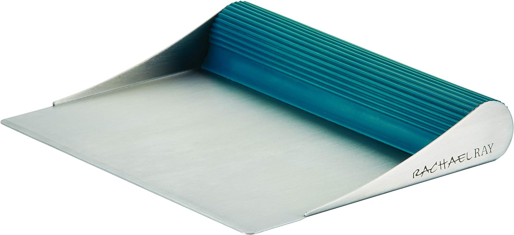 Rachael Ray Tools and Gadgets Stainless Steel Pastry Scraper/Bench Scrape/Kitchen Tool for Baking and Cooking/Dishwasher Safe, Sea Salt Gray, 6X5X1In