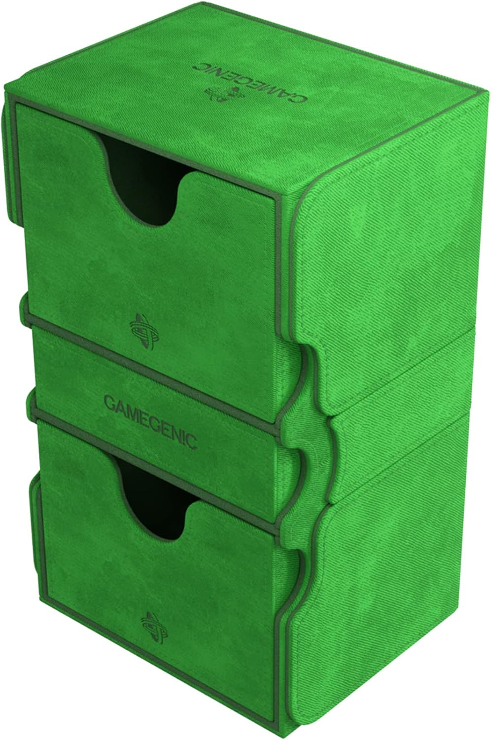 Gamegenic Stronghold 200+ XL Convertible Deck Box | Double-Sleeved Card Storage | Card Game Protector with Accessories Drawer | Nexofyber Surface | Holds up to 200 Cards | Green Color | Made By