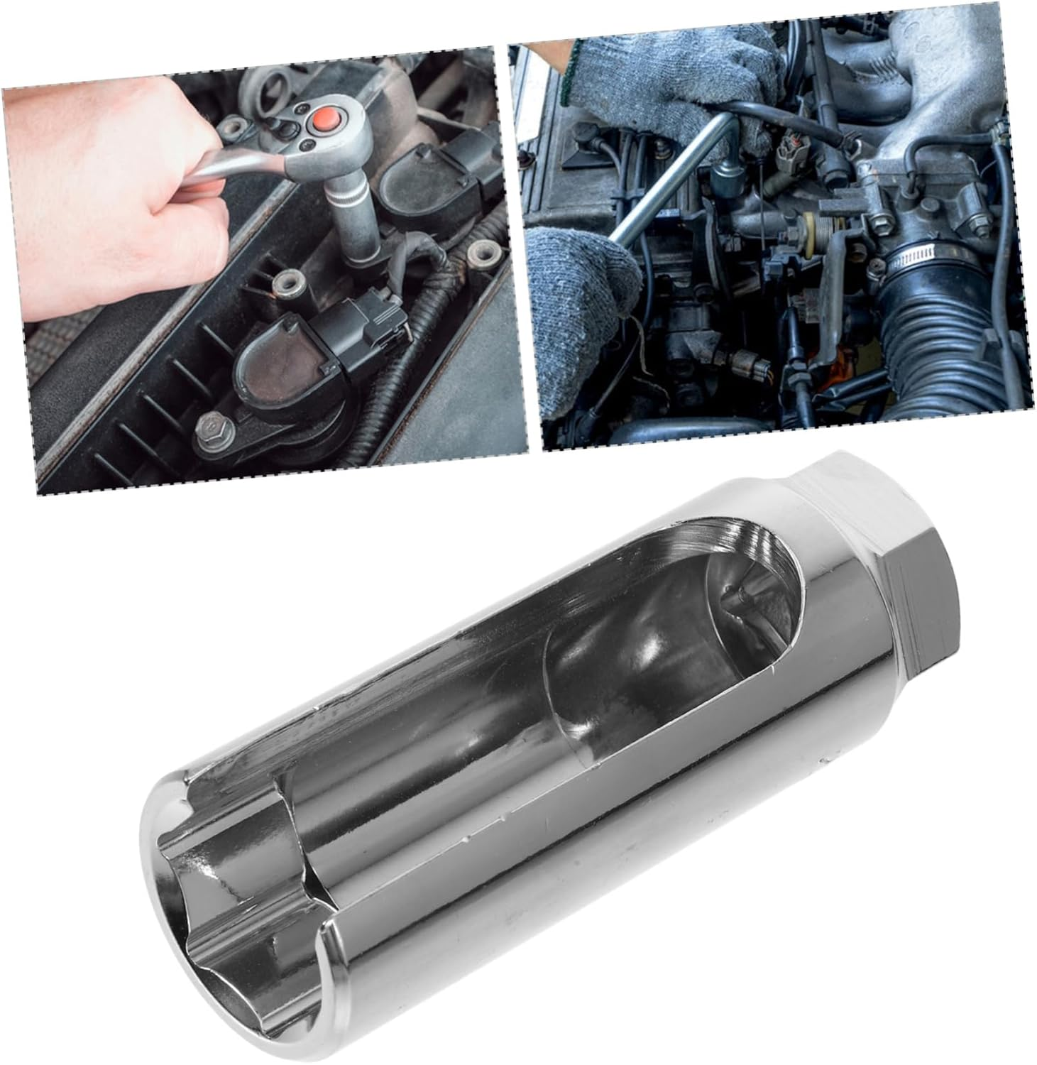 DECOMELODY O2 Sensor Socket Removal Tool 1/2 Inch Large Opening 9Cm White Auto O2 Sensor Removal Socket Compatible Universal Automotive Repair image number 4