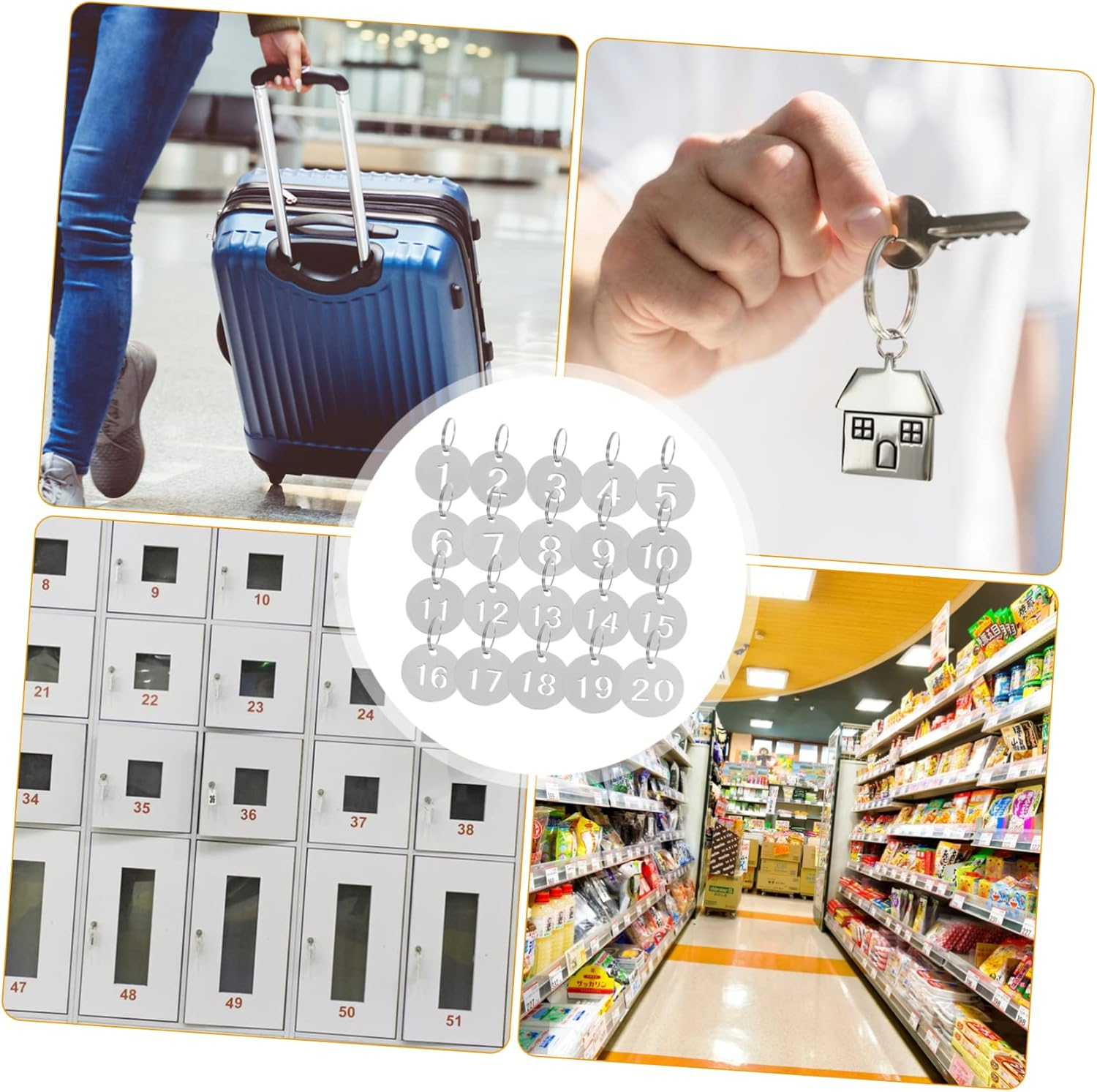 LALADEFIEE 20Pcs Travel Tags Key Classification Tags Key Ring Labels Stainless Steel Plate image number 3