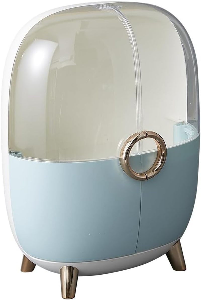 Furb Makeup Organisers - Waterproof Storage Box with LED Mirror, Dustproof Cosmetic Vanity Cases with 2 Drawers, Multi-Function Desk Cosmetics Display Storage Box (Green)