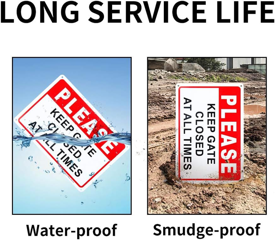 2-Pack Please Keep Gate Closed at All Times Sign 10"X 7" .04" Aluminum Reflective Sign Rust Free Aluminum-Uv Protected and Weatherproof