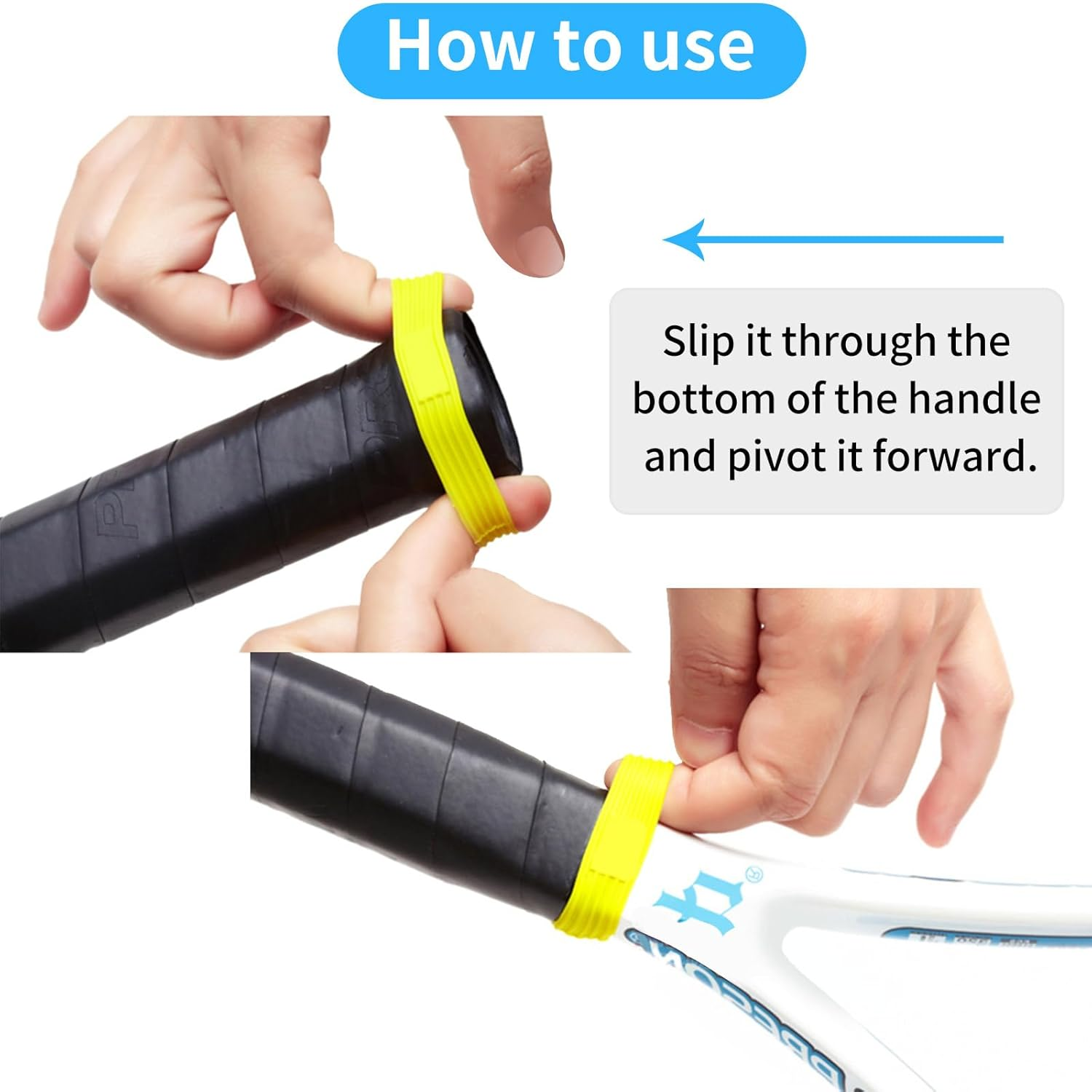 8 Pack Tennis Racket Rubber Grips Rings anti Slip Bands for Badminton Grip Replacement Rubber Shock Absorbing Rings for Table Tennis Squash Racquet Control Sports Accessories image number 4