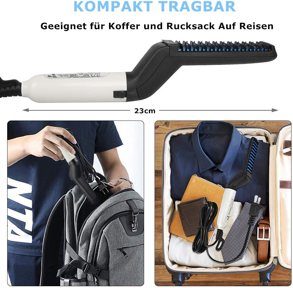 VOARGE Beard Straighteners for Men, Quick Beard Straightener Comb, Multifunctional Hair Curling Curler Beard Comb for Frizzy Beard Hair, DIY Flexible Modelling image number 1