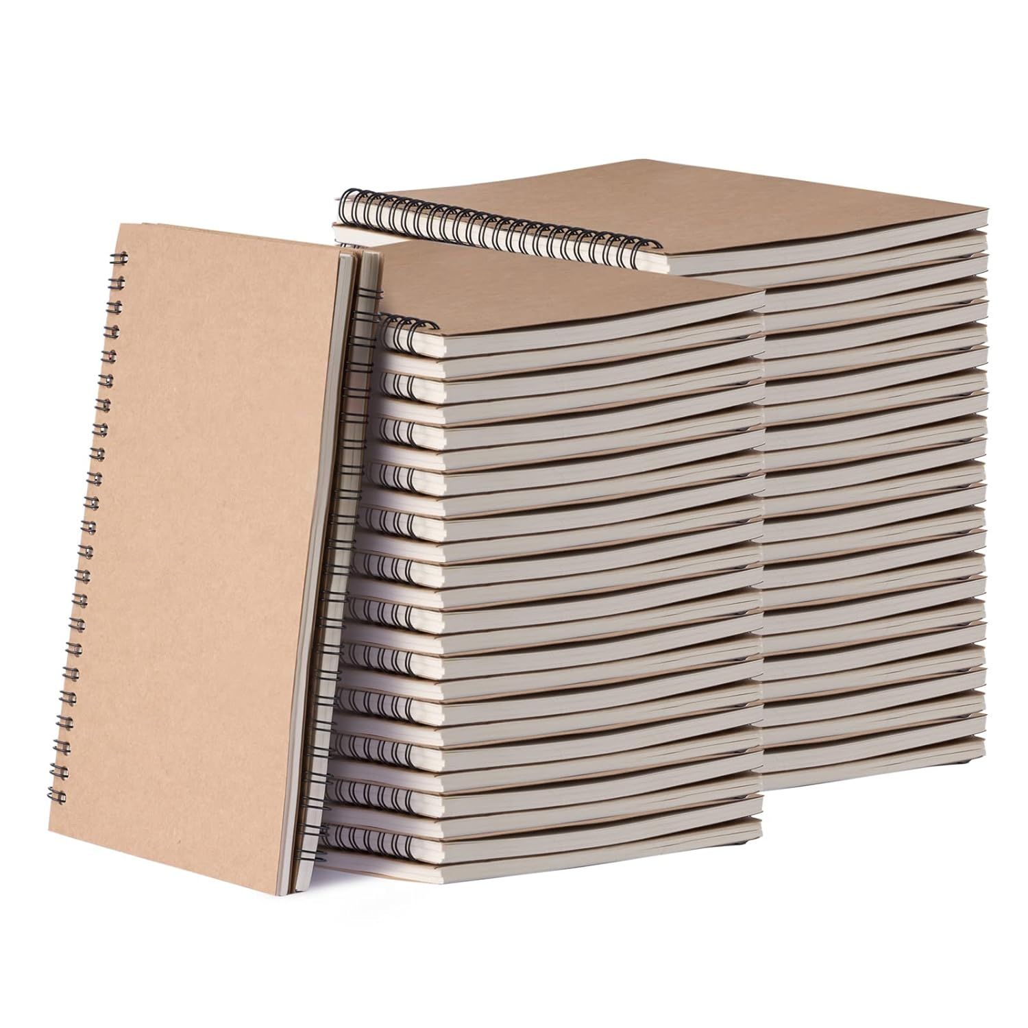 48 Pack A5 Spiral Notebook College Ruled Spiral Notebook Bulk Inches Hardcover Kraft Notebooks Lined Travel Writing Notebooks Journal Notepad for Office School Supplies, 100 Pages, 8.3 X 5.5 Inches image number 1