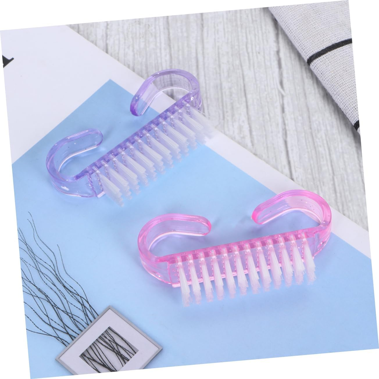 Minkissy 4Pcs Nail Brush Gentle Horn Brush for Nail Cleaning Scrubbing Comfortable Handle image number 2