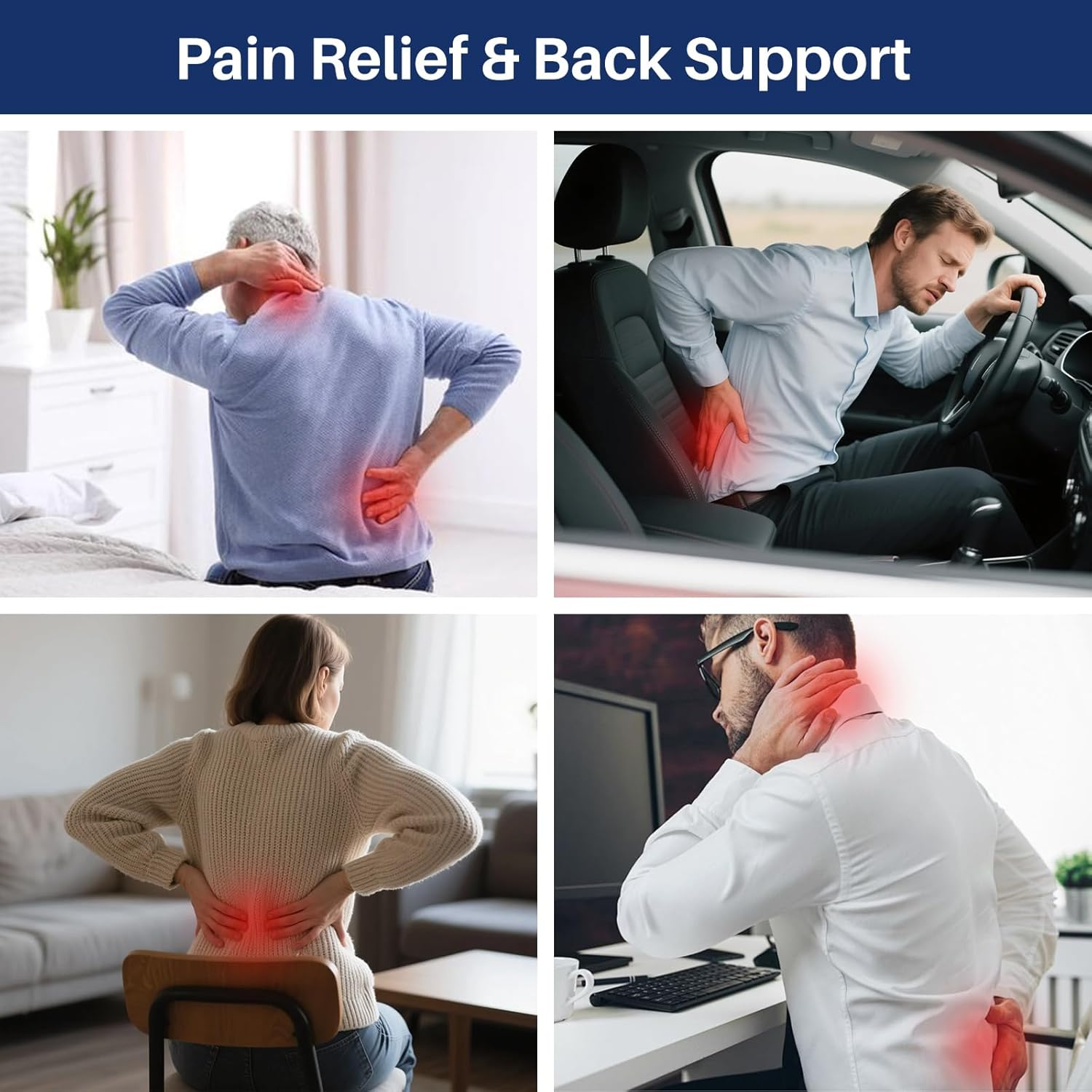 Vivva Memory Foam Lumbar Support with Neck Pillow for Office Chair Car Seat, Breathable Cover Back Support Pillow Back Rest Cushion Office Chair Back Support(Light Grey) image number 3