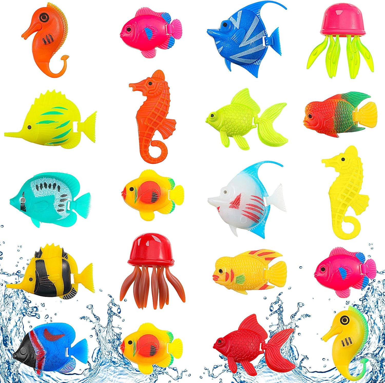 Weewooday 20 Pieces Artificial Moving Fishes Plastic Floating Fishes Lifelike Fish Ornament Aquarium Decorations for Fish Tank (Jellyfish and Seahorses) image number 3