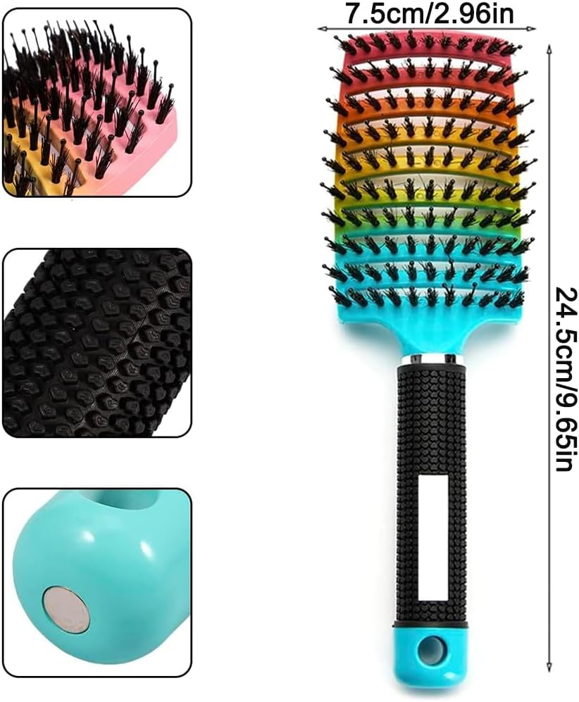 2 Pack Detangling Brush, Getting Knots Out without Pain, Adds Shine and Makes Hair Smooth, Detangler Boar Bristle Hair Brush for Adult & Kids Wet or Dry Hair image number 1