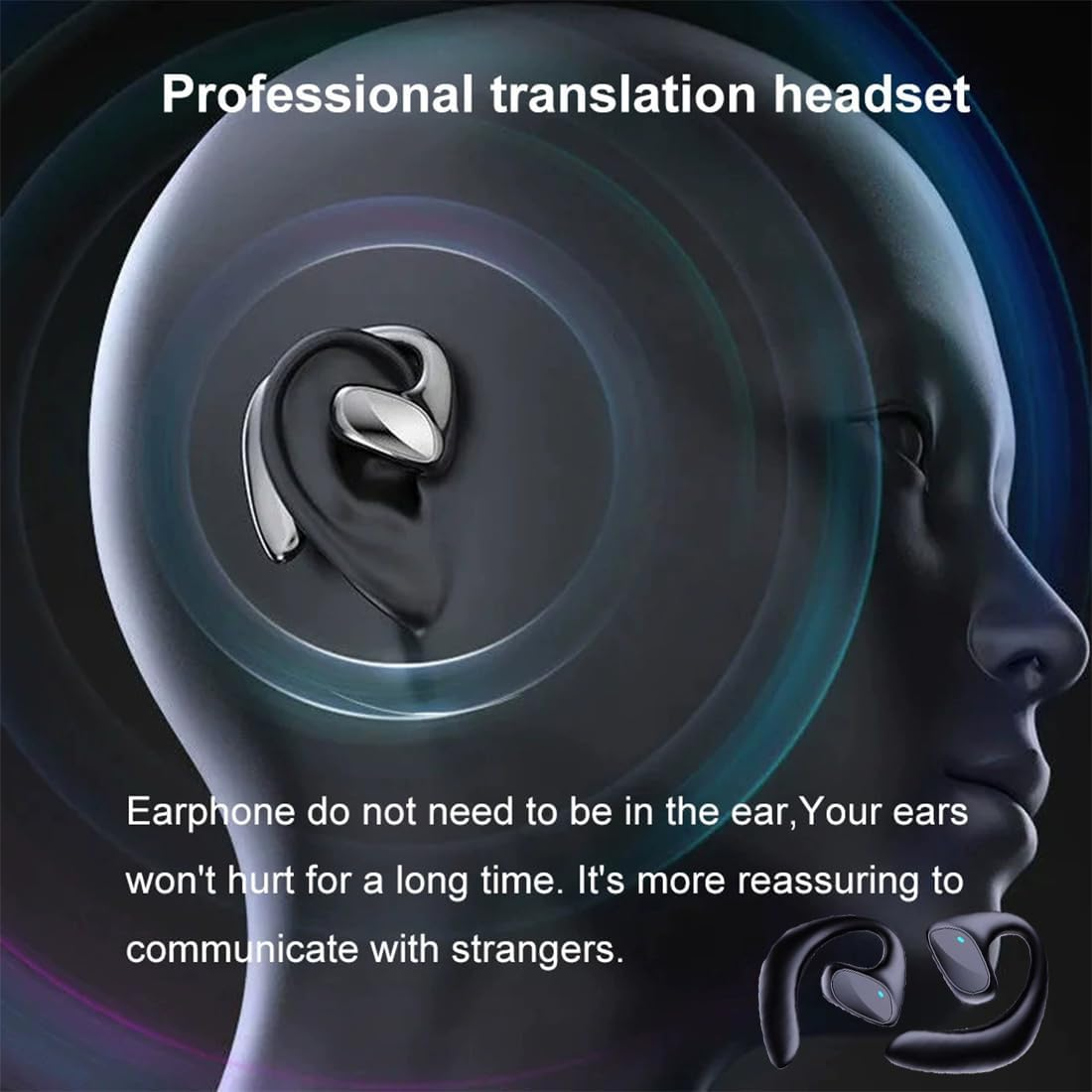 Meacode AI Translation Earbuds, AI Translation Earbuds Real Time with 156 Real - Time Languages for Business, Learning & Travel (Black) - White image number 7