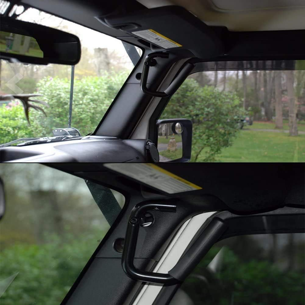 Katur Front Grab Handle Grab Bar for Jeep Wrangler JK Rubicon Sahara Sport 2007-2017 2/4 Door Solid Steel Black - 2 Pieces - Red-Rear image number 3