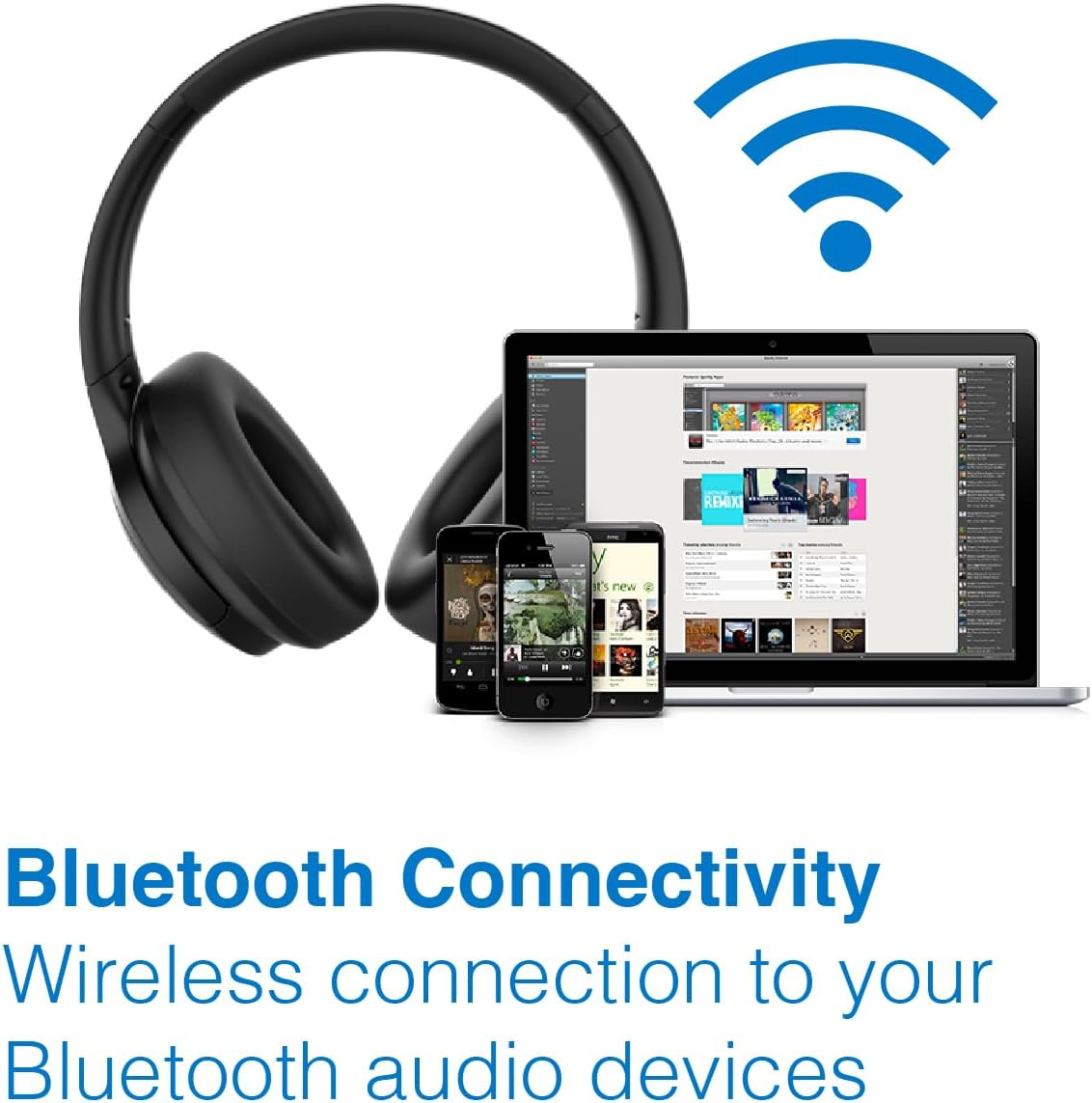 Laser ANC Bluetooth Headphones with 20-Hour Battery, Built-In Microphone, and 3.5Mm Audio Cable - Perfect for Smartphones, Tablets, and Laptops - Black image number 5