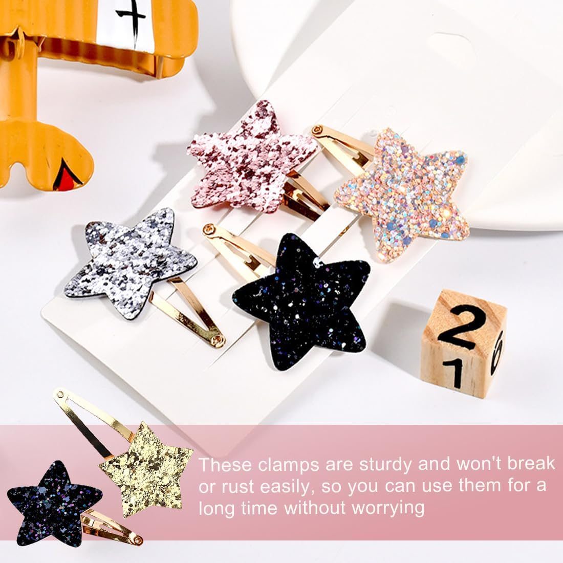 XUZOPIM Pack of 10 Star Hair Clips Cute Metal Hair Pins Colourful Hair Clips Girls Glitter Sparkling Hair Accessories, Girls, Fashion Hair Clip for Girls, Children, Women