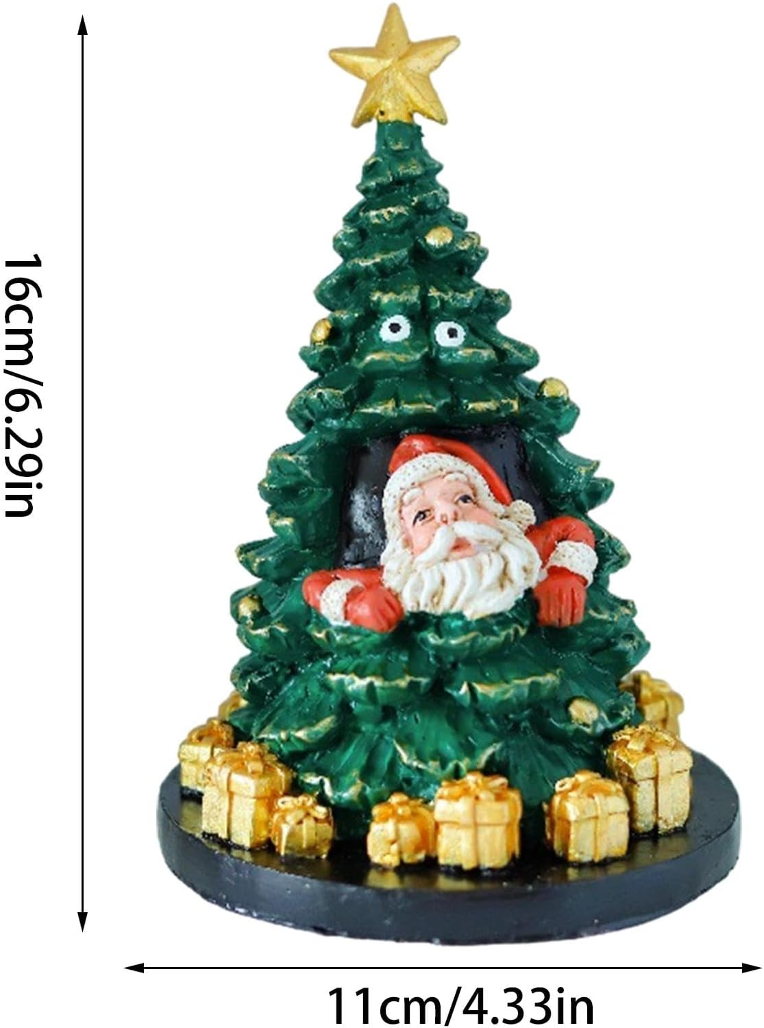 Desktop Christmas Tree - Desk Christmas Tree Santa Decor - Miniature Christmas Resin Decorations, Small Christmas Tree and Santa Ornament for Tabletop image number 4