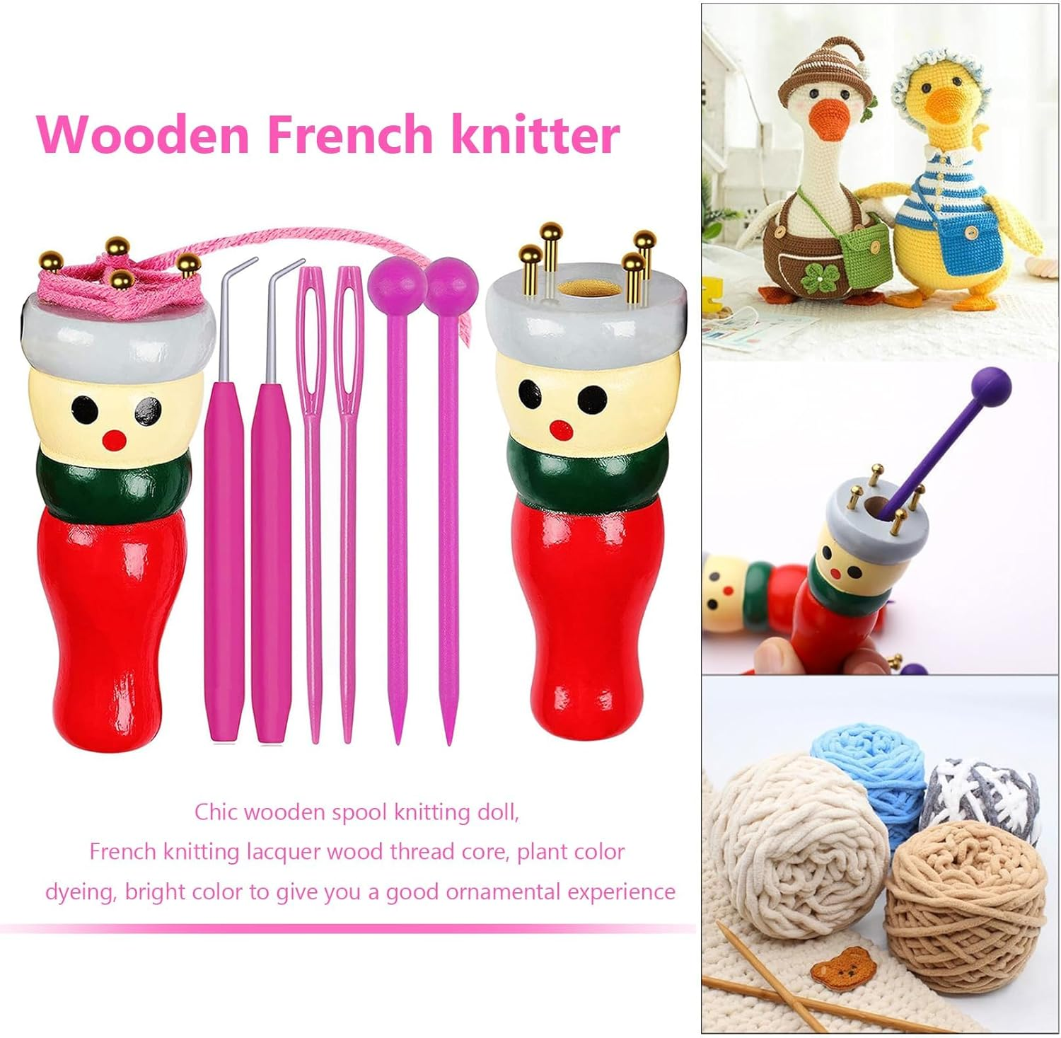 LIAMGUS 2 Pack French Knitting Dolly Set, French Knitting Doll Knitting Dolly Set, Beginners Knitting Kit for Beginners to Learn to Make Favorite Items like Cushions Scarves Headbands Hats Socks image number 1