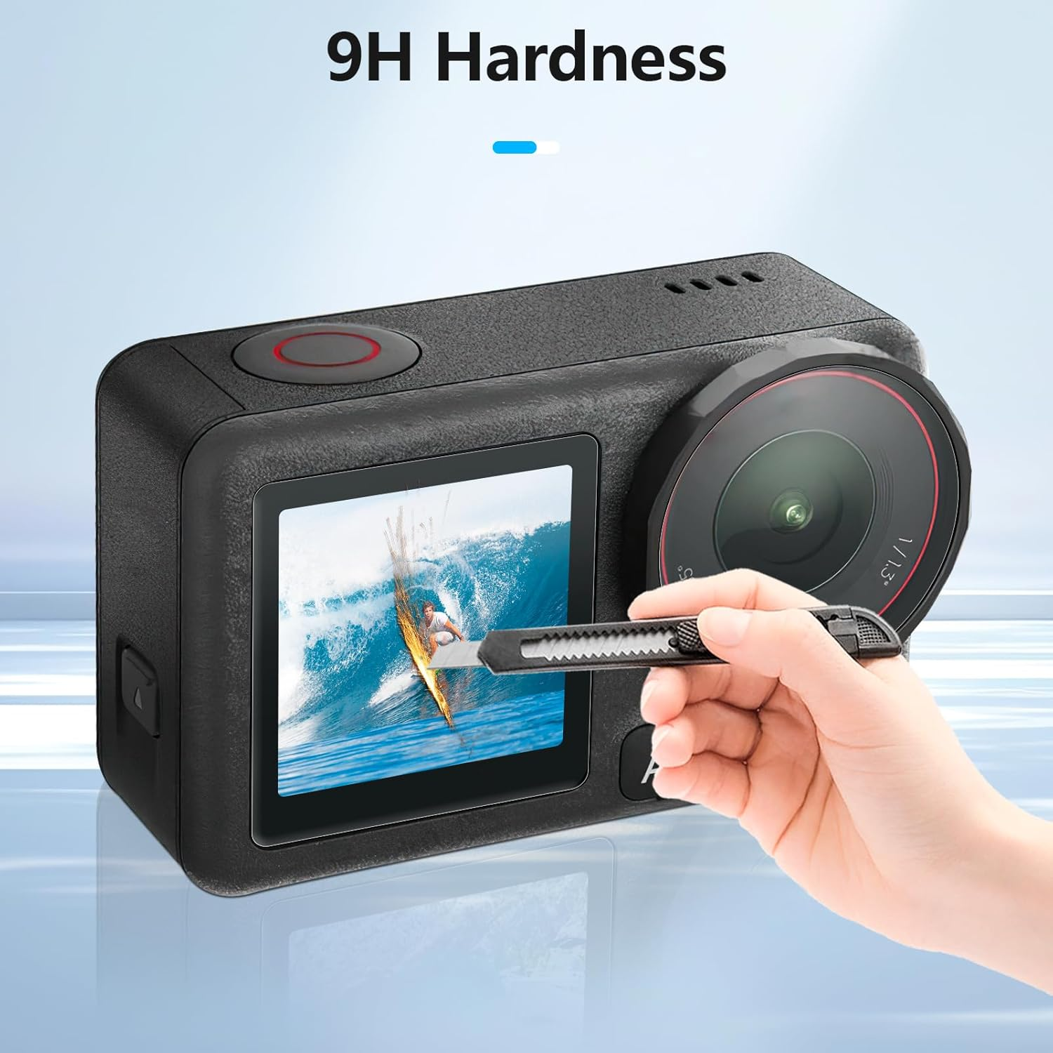 AMAZEAR Lens Screen Protector for DJI Osmo Action 5 Pro Accessories (2Sets-8Pack), Action5 Pro Tempered Glass Screen Protector with Silicone Lens Cap, 9H, HD, Scratch Resistant, Bubble-Free image number 6