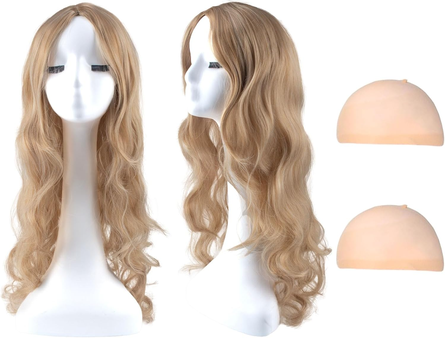 SSKHE Stylish Blonde Wavy Wig for Women, 27-Inch Long Curly Synthetic Hairpiece, Ideal for Role Play, Fancy Dress, and Daily Use, Lightweight and Comfortable for All-Day Wear image number 4