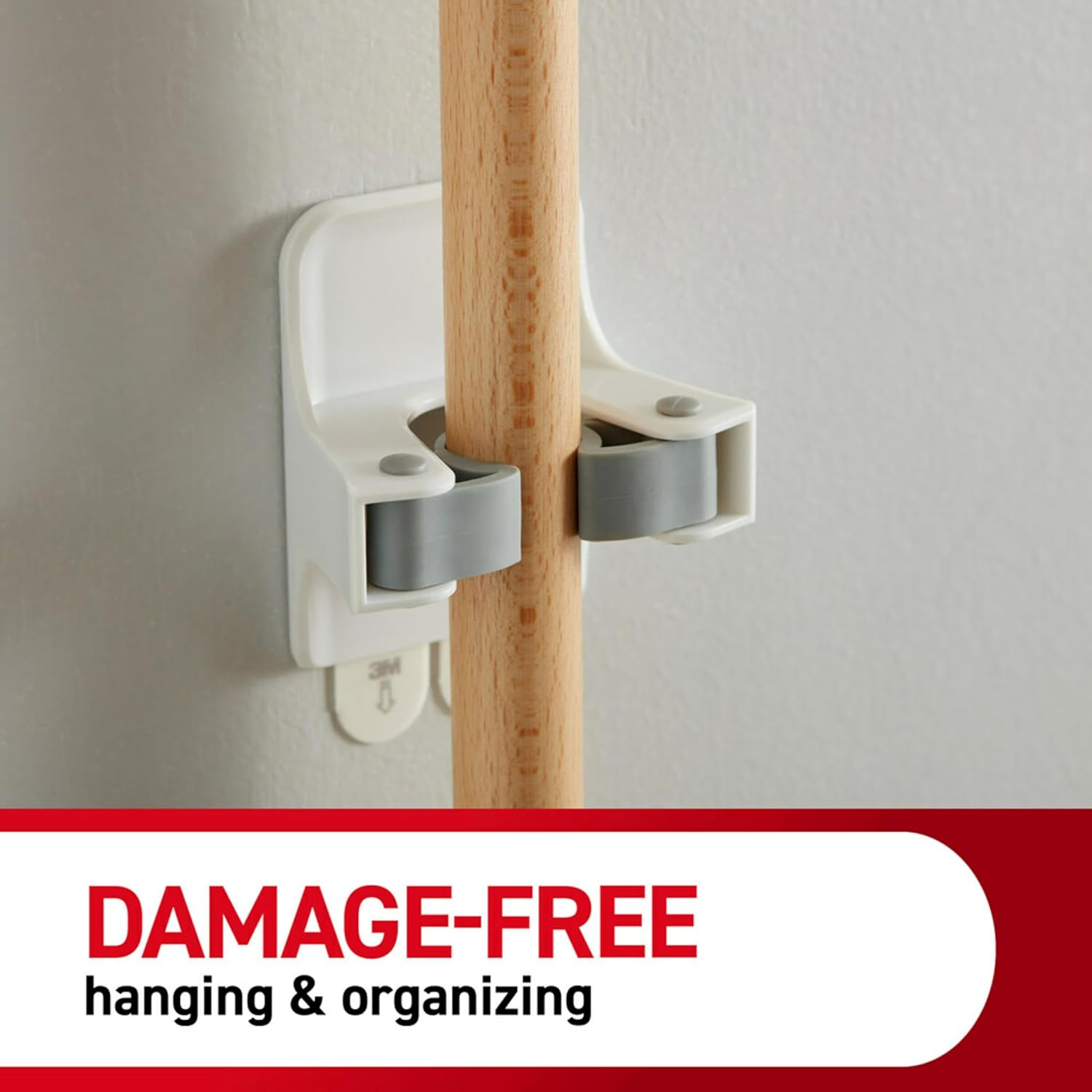 Command Broom and Mop Gripper, Damage Free Hanging Wall Mount Broom and Mop Holder, No Tools Holiday Cleaning Organizer, 3 Hangers and 6 Command Strips image number 4