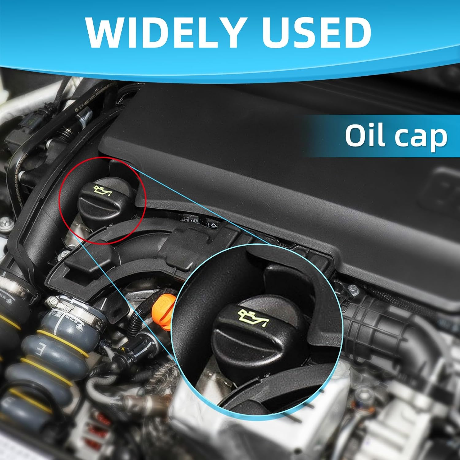 Engine Oil Filler Cap 9670015080, Fuel Tank Filler Cap Well Sealed Oil Cap Replacement Compatible with Ford 107 206 207 208 2008 307 308 Vivaro C B-Max Peugeot Citroen DS 207 208 301 308 508 C5 DS3 image number 4
