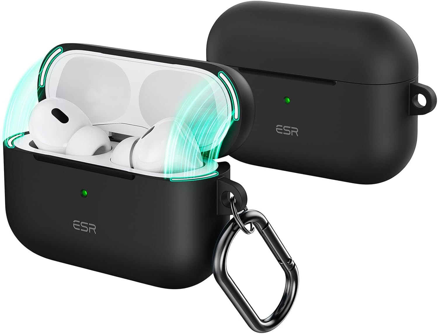 ESR for Airpods Pro 2 Case (Usb-C/Lightning Cable), Compatible with Airpods Pro Case (2023/2022/2019), Magnetic Lid, Full Drop Protection Cover with Carabiner, Cloud Series, Black image number 7