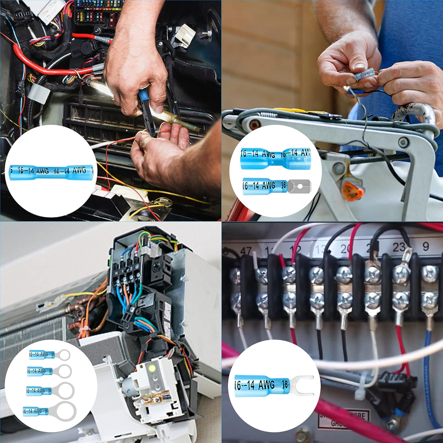 Kuject 320 PCS Heat Shrink Wire Connectors, Multipurpose Waterproof Electrical Wire Terminals Kit, Insulated Crimp Connectors Ring Fork Spade Butt Splices for Automotive Marine Boat Truck