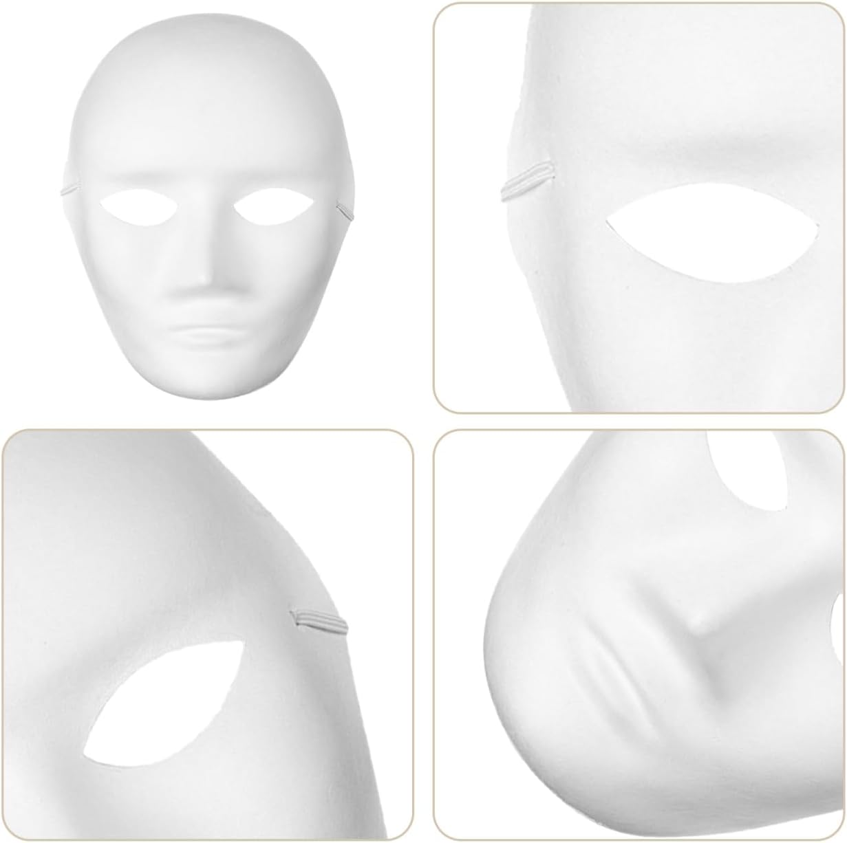 PACKOVE 5Pcs White Craft Masks for Boy Girl Paintable Blank Masquerade Masks for Creative Fun Comfortable and Lightweight Design for Parties Group Activities and Artistic Expression image number 2