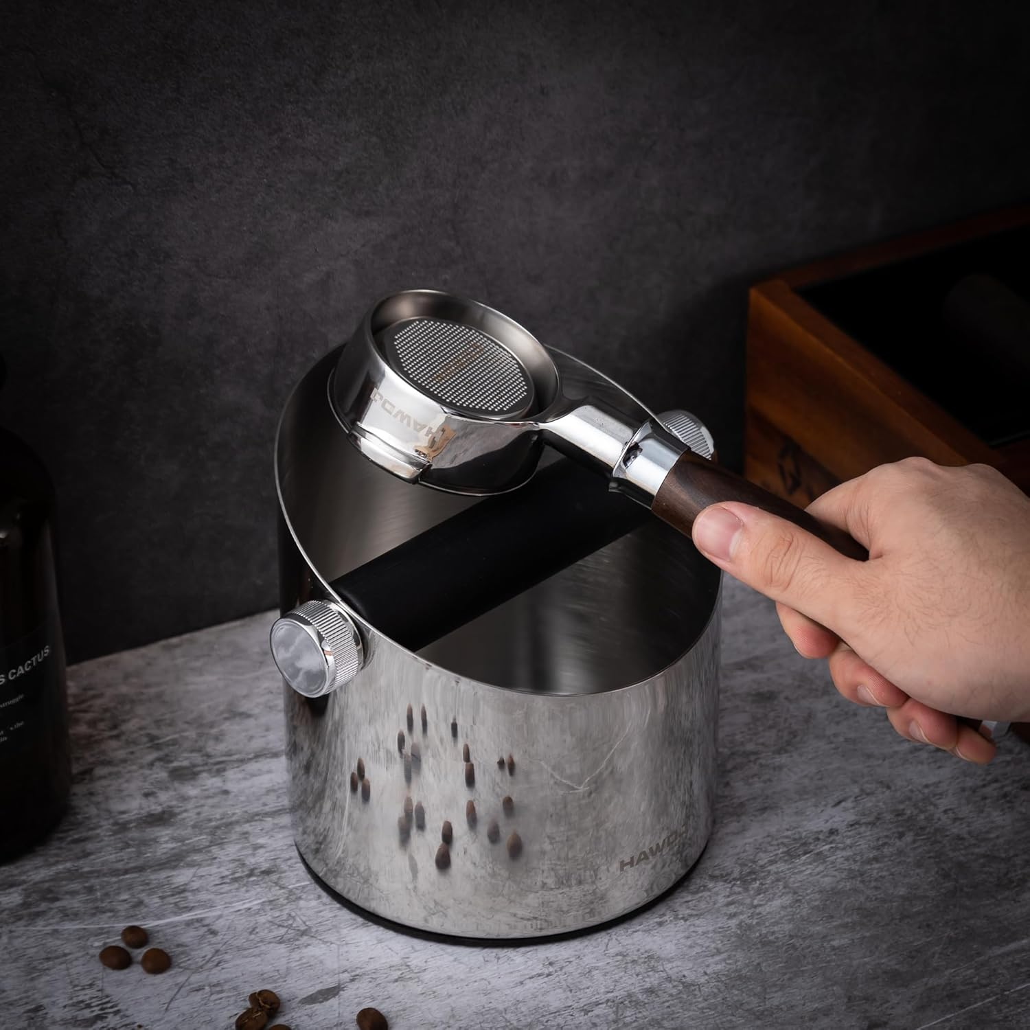 HAWDJ Stainless Steel Knock Box - Elevate Your Espresso Grounds Disposal in Style image number 2