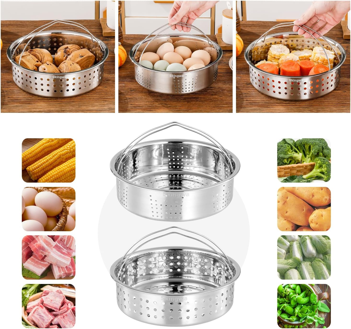 Steamer Basket,Steamer Basket Insert for 6,8 Pots (Big Hole) image number 1