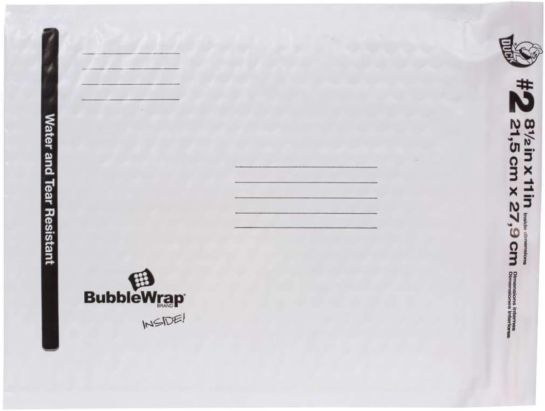 Duck Brand Bubble Wrap Cushioned Poly Mailers, White, #0-6 X 9 Inches, 25-Pack (664796) image number 2