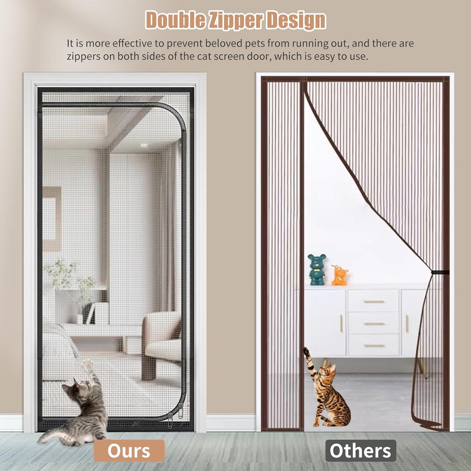 KMDZDZGS Cat Guard, Black Steel Cat Door, 80 X 200 Cm, Zip Fastener, Cat & Dog Safety Gate for Living Room, Bedroom image number 5